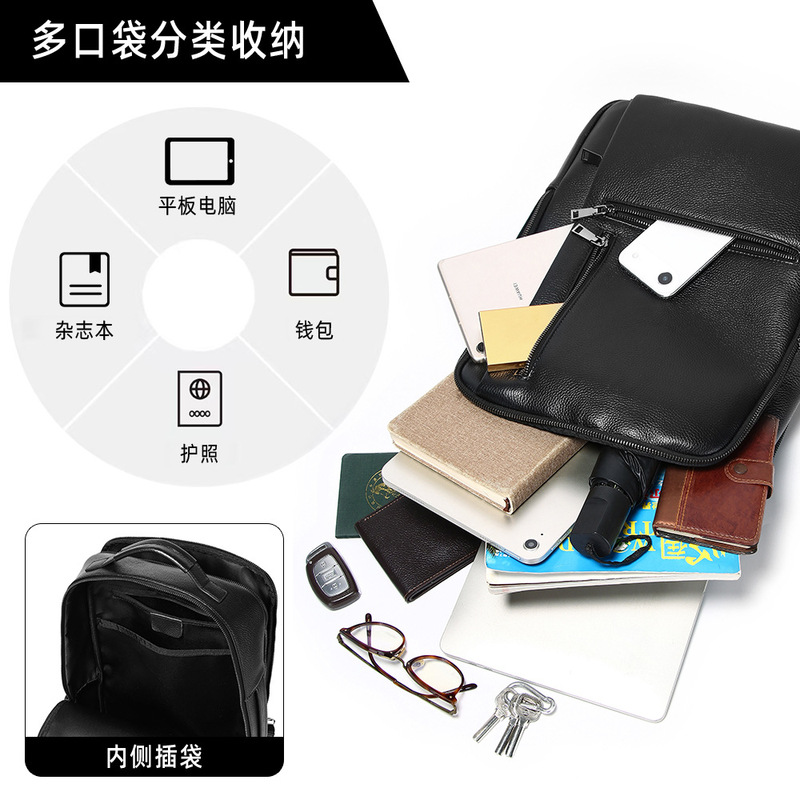 Black Genuine Leather Laptop B - Leather Work Rucksack Mens ulasan dan harga